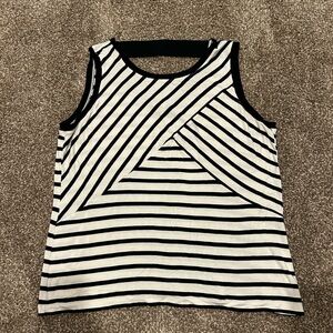 CAbi Striped Black and White Sleeveless Top